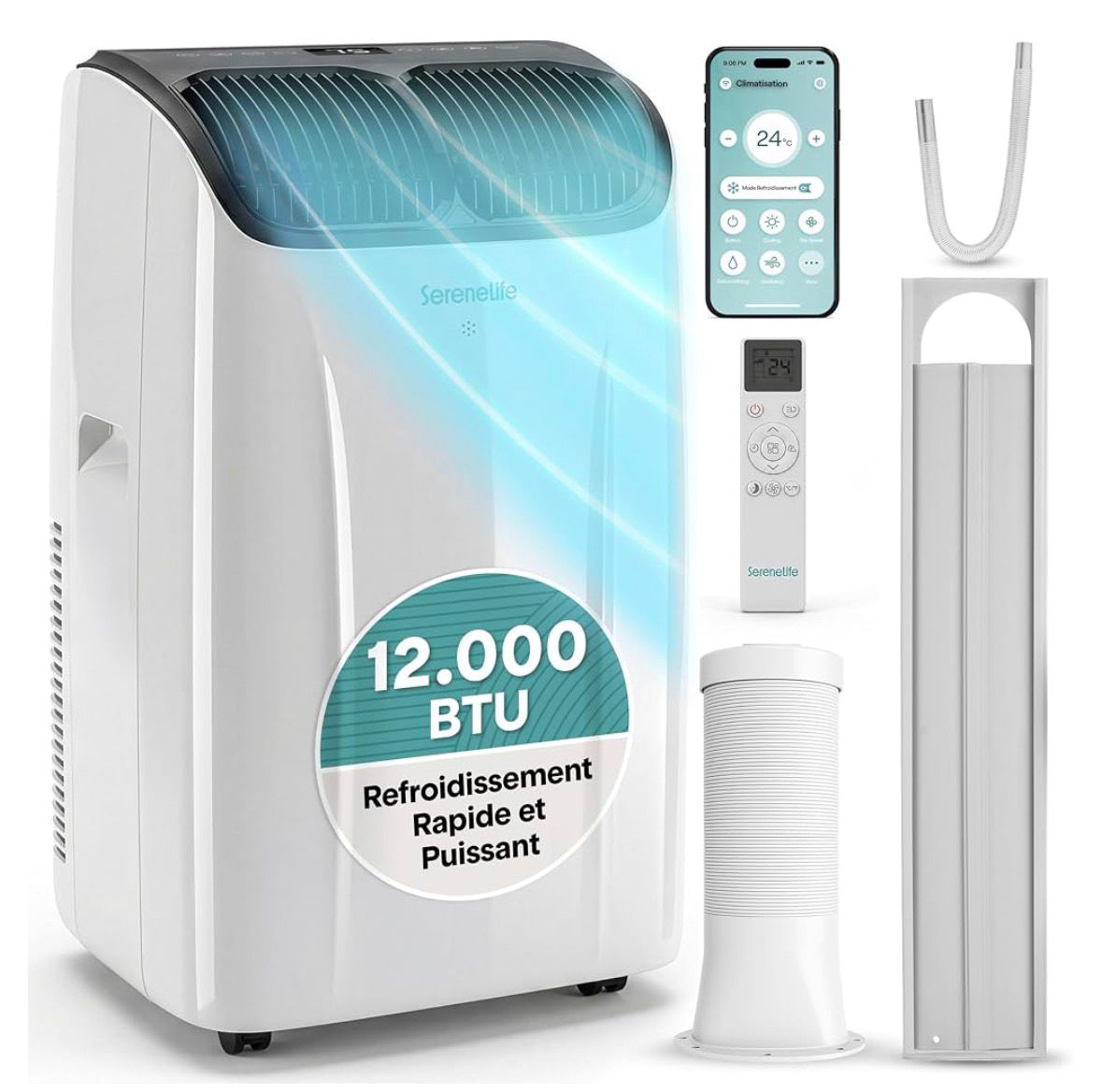 Climatiseur mobile WiFi SereneLife 12 000 BTU
